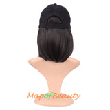 Short Straight Bob Baseball Hat Wig Heat Resistant Synthetic Hair Extension Adjustable Cap Daily Use Wigs