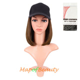 Short Straight Bob Baseball Hat Wig Heat Resistant Synthetic Hair Extension Adjustable Cap Daily Use Wigs