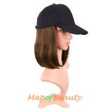 Short Straight Bob Baseball Hat Wig Heat Resistant Synthetic Hair Extension Adjustable Cap Daily Use Wigs