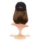 Short Straight Bob Baseball Hat Wig Heat Resistant Synthetic Hair Extension Adjustable Cap Daily Use Wigs