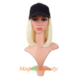 Short Straight Bob Baseball Hat Wig Heat Resistant Synthetic Hair Extension Adjustable Cap Daily Use Wigs