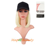 Short Straight Bob Baseball Hat Wig Heat Resistant Synthetic Hair Extension Adjustable Cap Daily Use Wigs