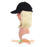 Short Straight Bob Baseball Hat Wig Heat Resistant Synthetic Hair Extension Adjustable Cap Daily Use Wigs