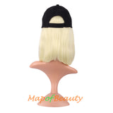 Short Straight Bob Baseball Hat Wig Heat Resistant Synthetic Hair Extension Adjustable Cap Daily Use Wigs