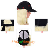 Short Straight Bob Baseball Hat Wig Heat Resistant Synthetic Hair Extension Adjustable Cap Daily Use Wigs