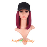 Short Straight Bob Baseball Hat Wig Heat Resistant Synthetic Hair Extension Adjustable Cap Daily Use Wigs