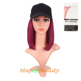 Short Straight Bob Baseball Hat Wig Heat Resistant Synthetic Hair Extension Adjustable Cap Daily Use Wigs