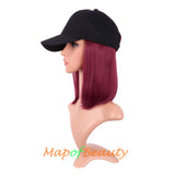 Short Straight Bob Baseball Hat Wig Heat Resistant Synthetic Hair Extension Adjustable Cap Daily Use Wigs