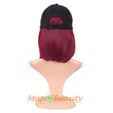 Short Straight Bob Baseball Hat Wig Heat Resistant Synthetic Hair Extension Adjustable Cap Daily Use Wigs