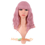 Rouge Pink wigs with bangs