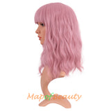 Pink short curly bob wigs