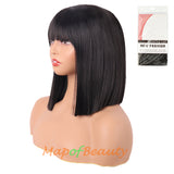 Straight Bob Wig With Flat Bangs Short Colorful Synthetic Hair For Cosplay Party