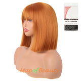 Straight Bob Wig With Flat Bangs Short Colorful Synthetic Hair For Cosplay Party