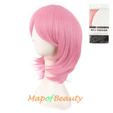 Short Layered Wigs With Bangs Synthetic Fiber Shoulder Length Hair for Cosplay Daily Use