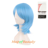 Short Layered Wigs With Bangs Synthetic Fiber Shoulder Length Hair for Cosplay Daily Use