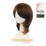 Short Layered Wigs With Bangs Synthetic Fiber Shoulder Length Hair for Cosplay Daily Use