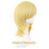 Short Layered Wigs With Bangs Synthetic Fiber Shoulder Length Hair for Cosplay Daily Use