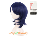 Short Layered Wigs With Bangs Synthetic Fiber Shoulder Length Hair for Cosplay Daily Use