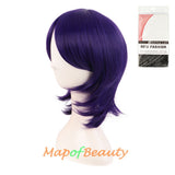 Short Layered Wigs With Bangs Synthetic Fiber Shoulder Length Hair for Cosplay Daily Use