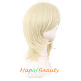 Short Layered Wigs With Bangs Synthetic Fiber Shoulder Length Hair for Cosplay Daily Use