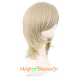 Short Layered Wigs With Bangs Synthetic Fiber Shoulder Length Hair for Cosplay Daily Use