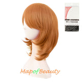 Short Layered Wigs With Bangs Synthetic Fiber Shoulder Length Hair for Cosplay Daily Use