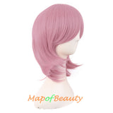 Short Layered Wigs With Bangs Synthetic Fiber Shoulder Length Hair for Cosplay Daily Use