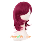 Short Layered Wigs With Bangs Synthetic Fiber Shoulder Length Hair for Cosplay Daily Use